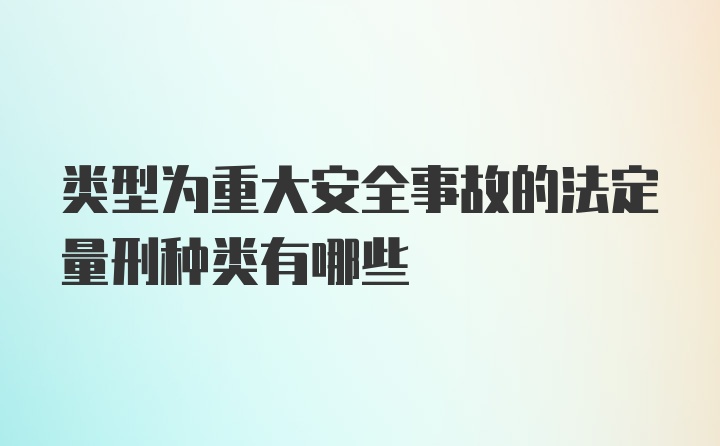 类型为重大安全事故的法定量刑种类有哪些