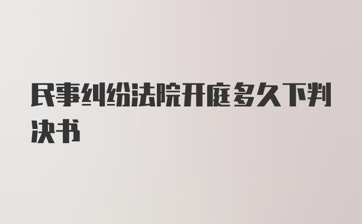 民事纠纷法院开庭多久下判决书