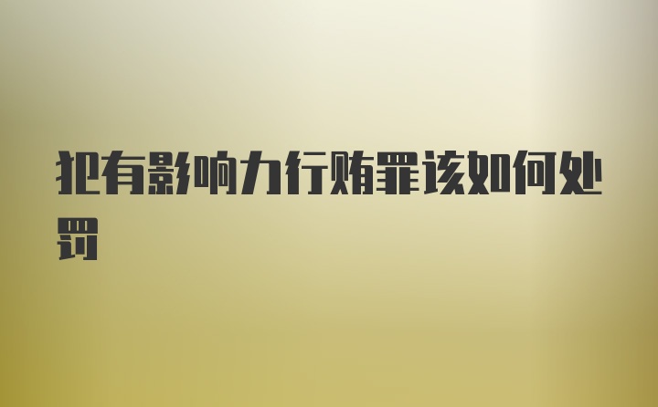 犯有影响力行贿罪该如何处罚