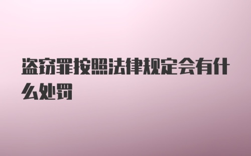 盗窃罪按照法律规定会有什么处罚