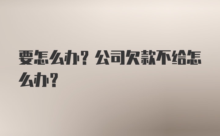 要怎么办？公司欠款不给怎么办？