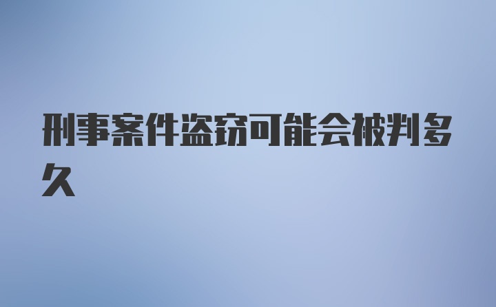 刑事案件盗窃可能会被判多久