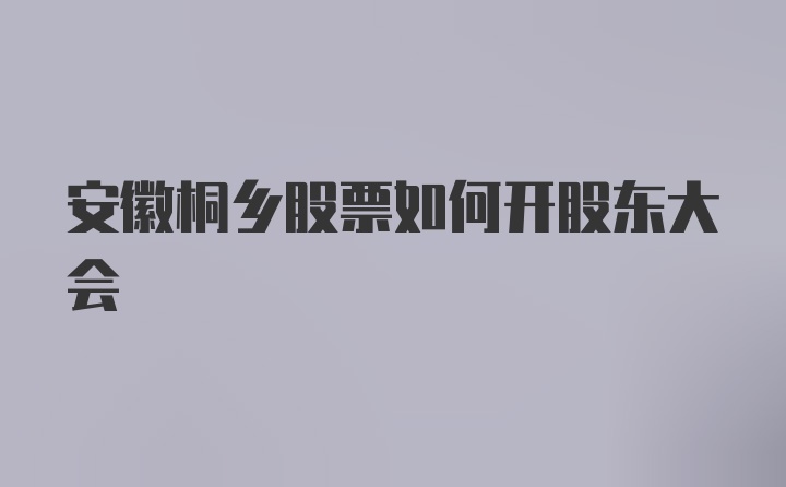 安徽桐乡股票如何开股东大会