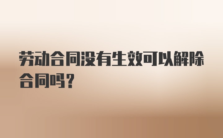 劳动合同没有生效可以解除合同吗？