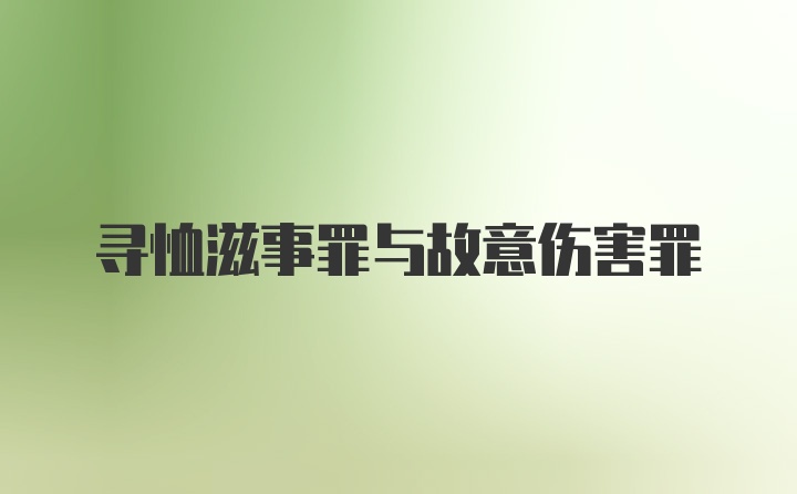 寻恤滋事罪与故意伤害罪