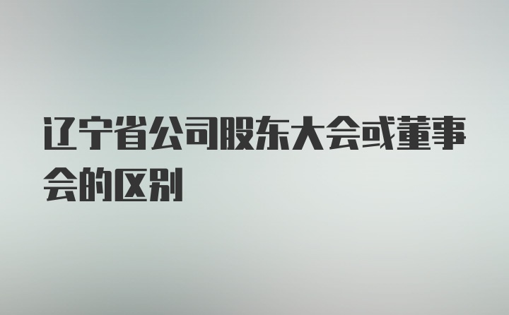 辽宁省公司股东大会或董事会的区别