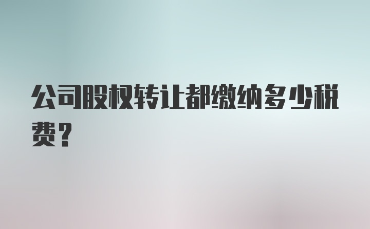 公司股权转让都缴纳多少税费？