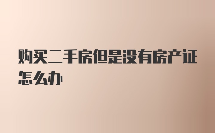 购买二手房但是没有房产证怎么办