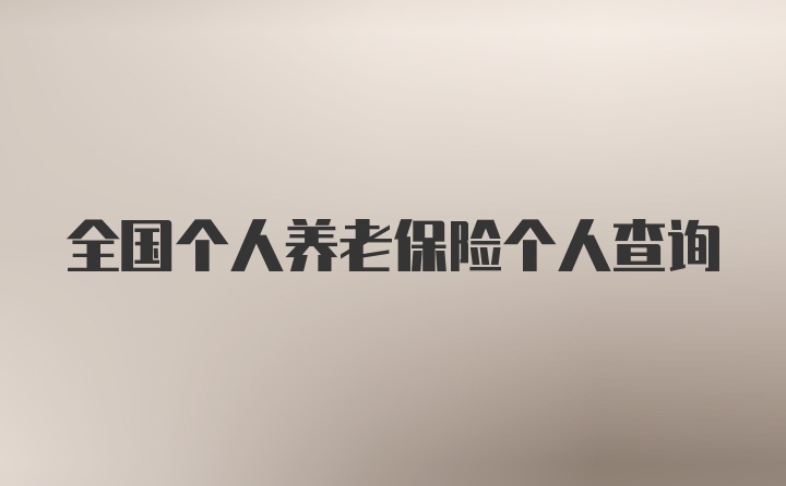 全国个人养老保险个人查询