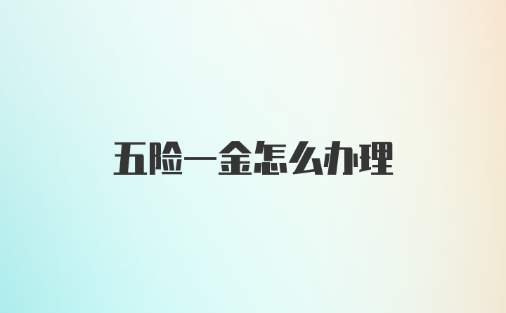 五险一金怎么办理