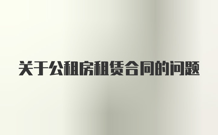 关于公租房租赁合同的问题