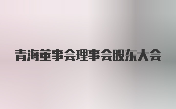 青海董事会理事会股东大会