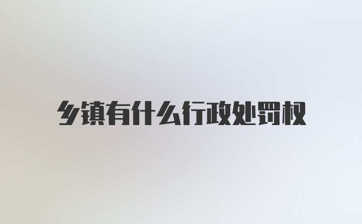 乡镇有什么行政处罚权