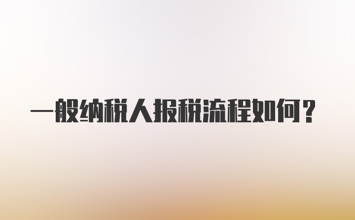 一般纳税人报税流程如何？