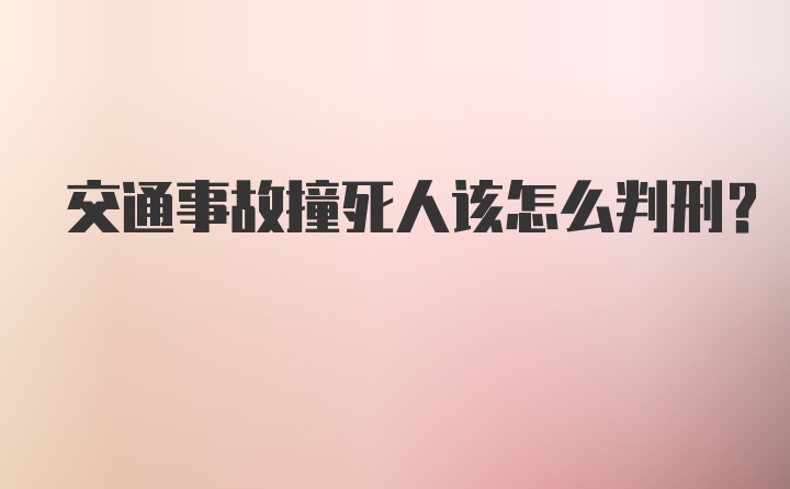 交通事故撞死人该怎么判刑？