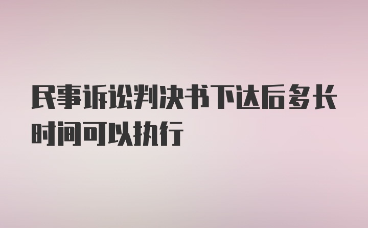 民事诉讼判决书下达后多长时间可以执行