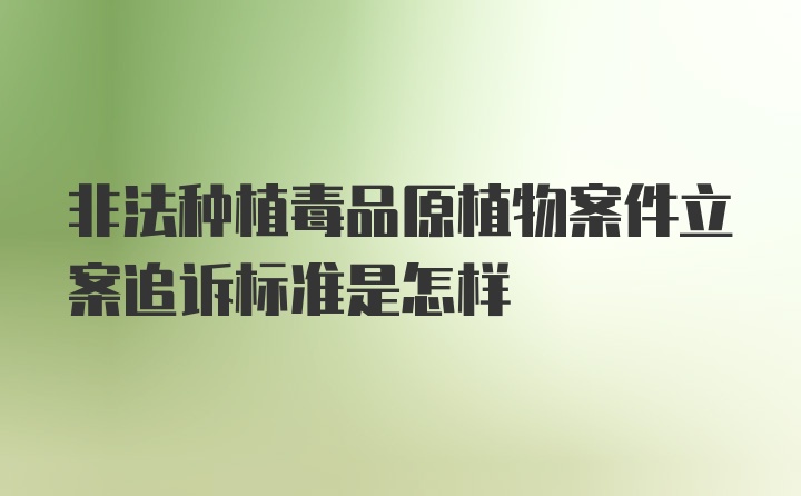 非法种植毒品原植物案件立案追诉标准是怎样