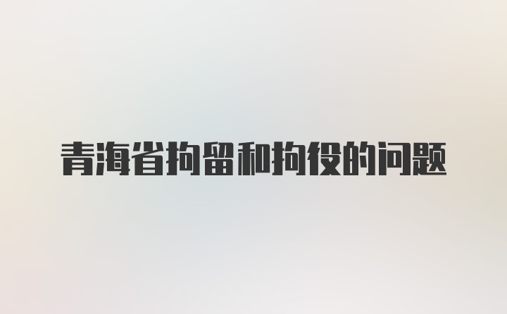 青海省拘留和拘役的问题