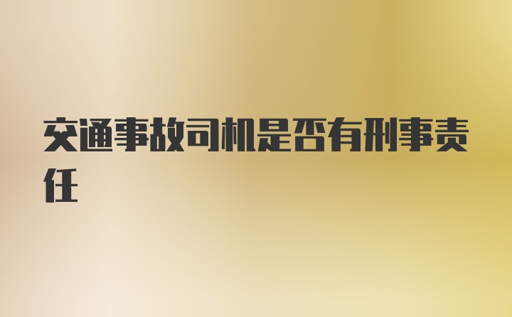 交通事故司机是否有刑事责任