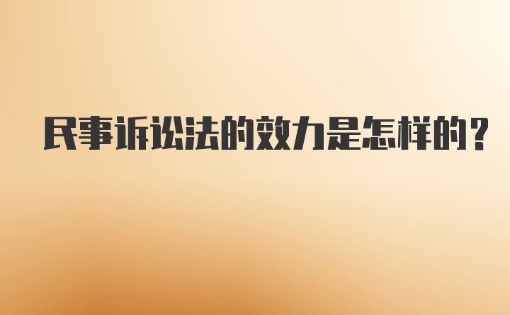 民事诉讼法的效力是怎样的？