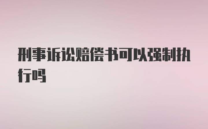 刑事诉讼赔偿书可以强制执行吗