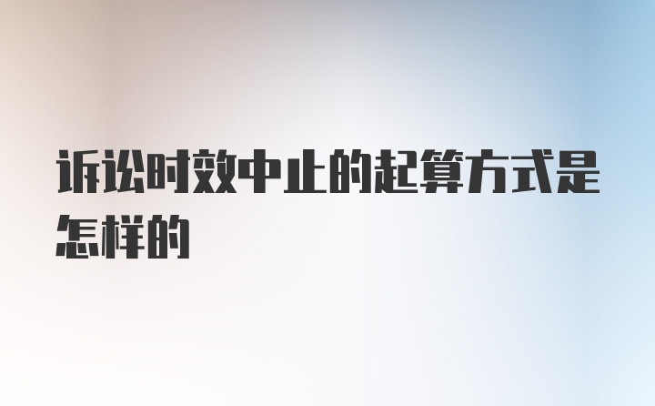 诉讼时效中止的起算方式是怎样的