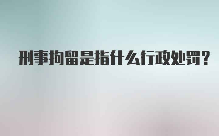 刑事拘留是指什么行政处罚？