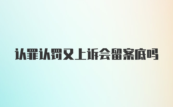 认罪认罚又上诉会留案底吗