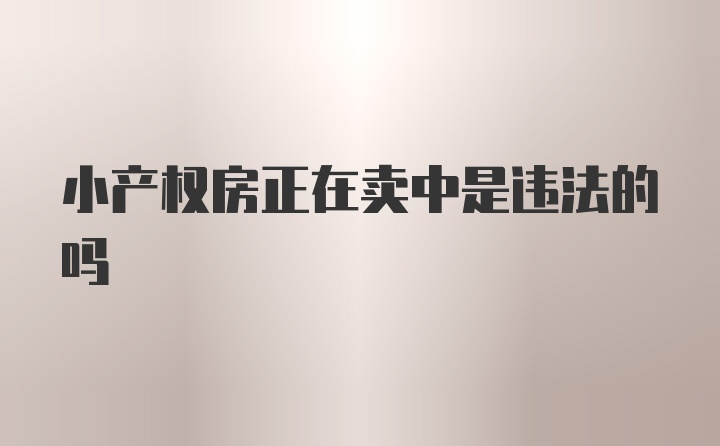 小产权房正在卖中是违法的吗