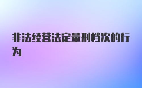 非法经营法定量刑档次的行为