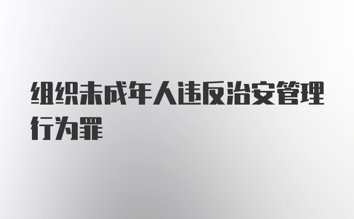 组织未成年人违反治安管理行为罪