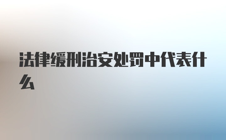 法律缓刑治安处罚中代表什么