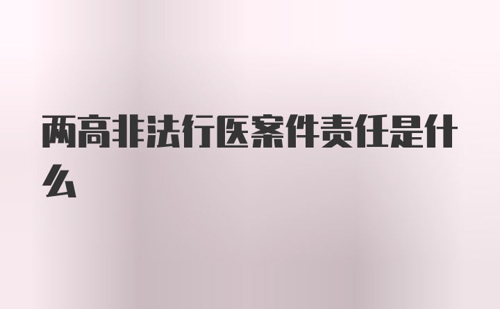 两高非法行医案件责任是什么