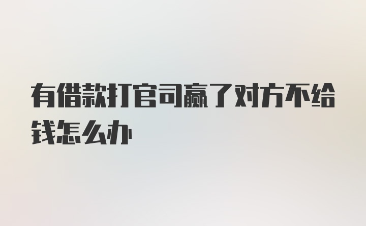 有借款打官司赢了对方不给钱怎么办