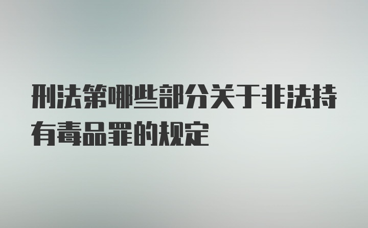 刑法第哪些部分关于非法持有毒品罪的规定