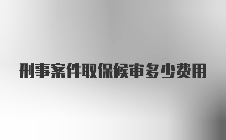 刑事案件取保候审多少费用