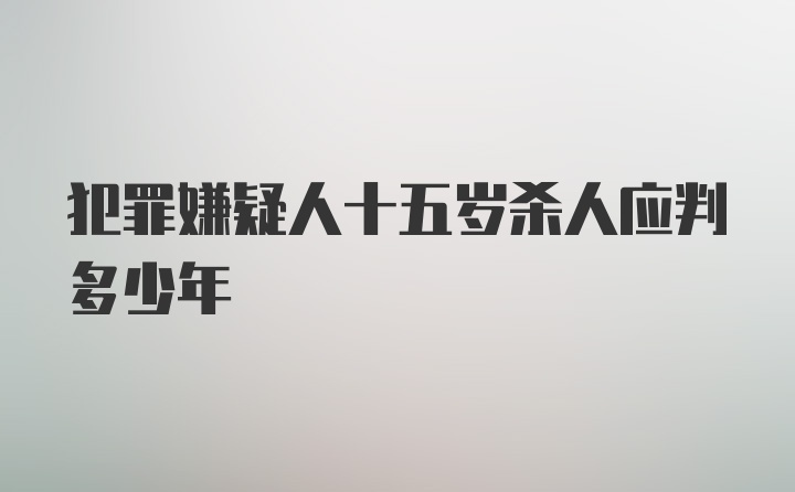 犯罪嫌疑人十五岁杀人应判多少年