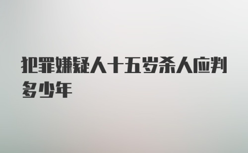 犯罪嫌疑人十五岁杀人应判多少年