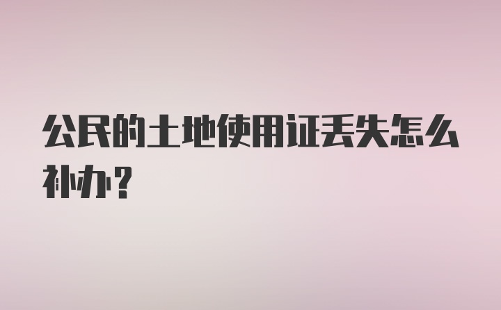 公民的土地使用证丢失怎么补办？