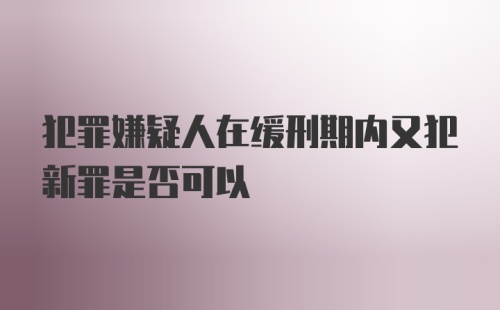 犯罪嫌疑人在缓刑期内又犯新罪是否可以