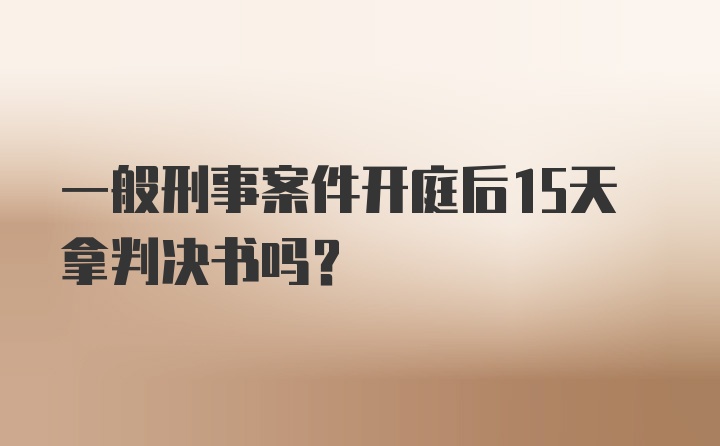 一般刑事案件开庭后15天拿判决书吗?