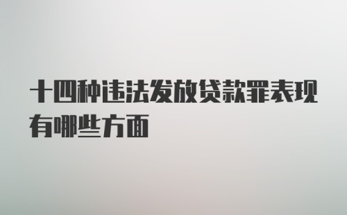 十四种违法发放贷款罪表现有哪些方面