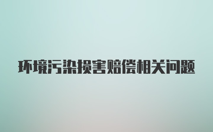 环境污染损害赔偿相关问题