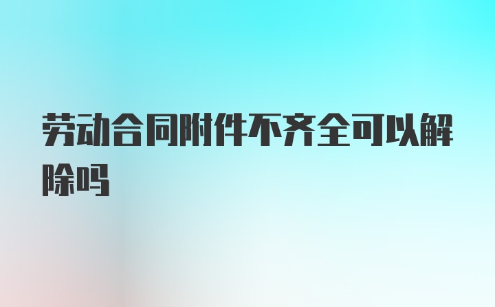 劳动合同附件不齐全可以解除吗