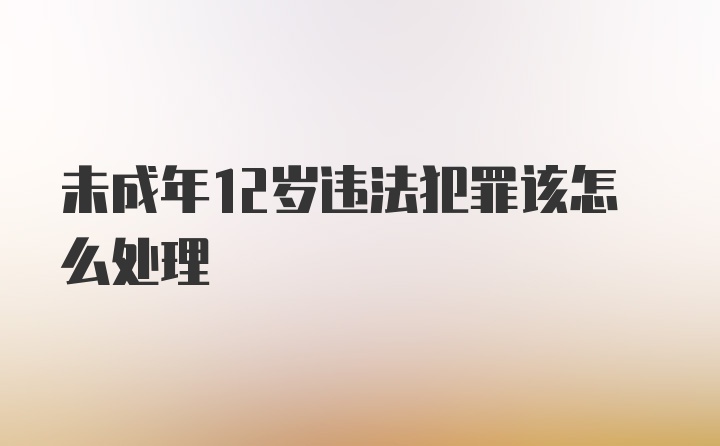 未成年12岁违法犯罪该怎么处理