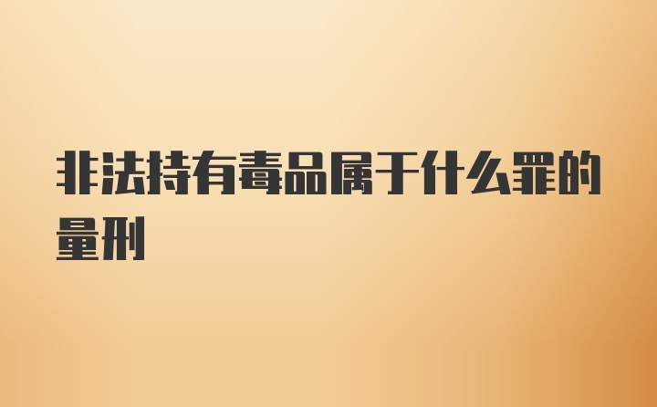 非法持有毒品属于什么罪的量刑