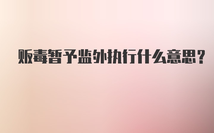 贩毒暂予监外执行什么意思?