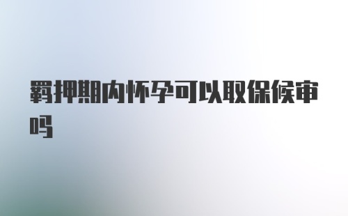 羁押期内怀孕可以取保候审吗