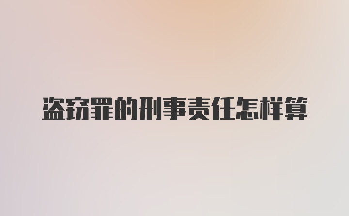 盗窃罪的刑事责任怎样算