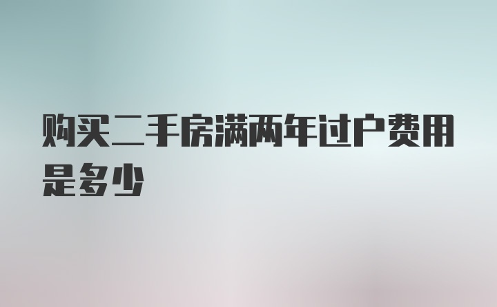 购买二手房满两年过户费用是多少